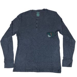 NEW Tommy John Lounge Henley Long Sleeve Shirt Pajama Top Blue Loungewear Mens M